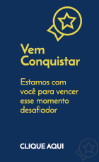 Inscrição no site cruzeirodosul.edu.br. No banner de cor azul escuro nós temos o texto: vem conquistar! Estamos com você para vencer este momento desafiador. Clique aqui.